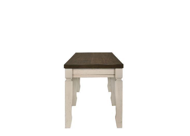 ACME Fedele Bench, Weathered Oak & Cream Finish FredCo