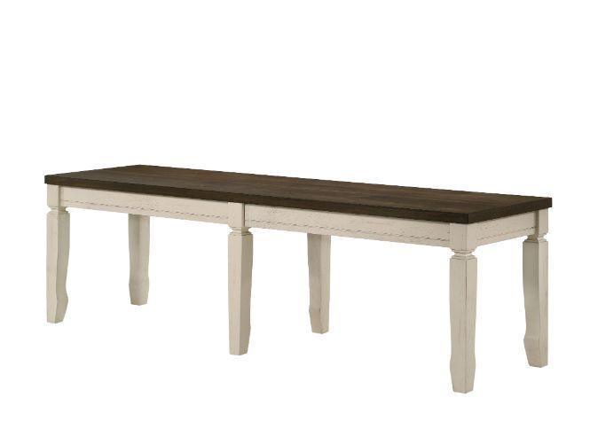 ACME Fedele Bench, Weathered Oak & Cream Finish FredCo