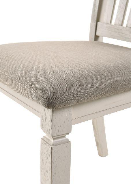 ACME Fedele Side Chair, Tan Fabric & Cream Finish FredCo