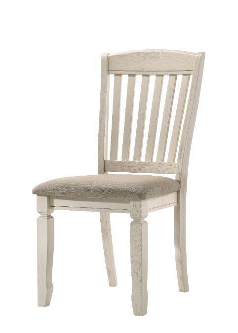 ACME Fedele Side Chair, Tan Fabric & Cream Finish FredCo