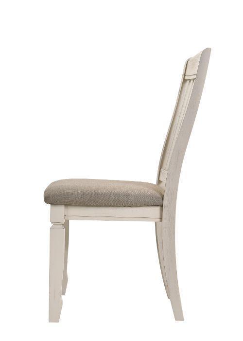 ACME Fedele Side Chair, Tan Fabric & Cream Finish FredCo