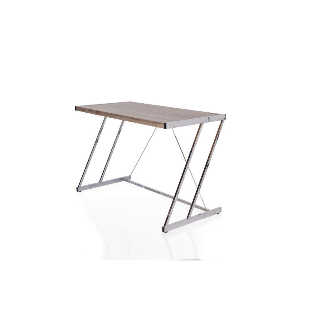 ACME Finis Desk (USB Dock), Weathered Oak & Chrome FredCo