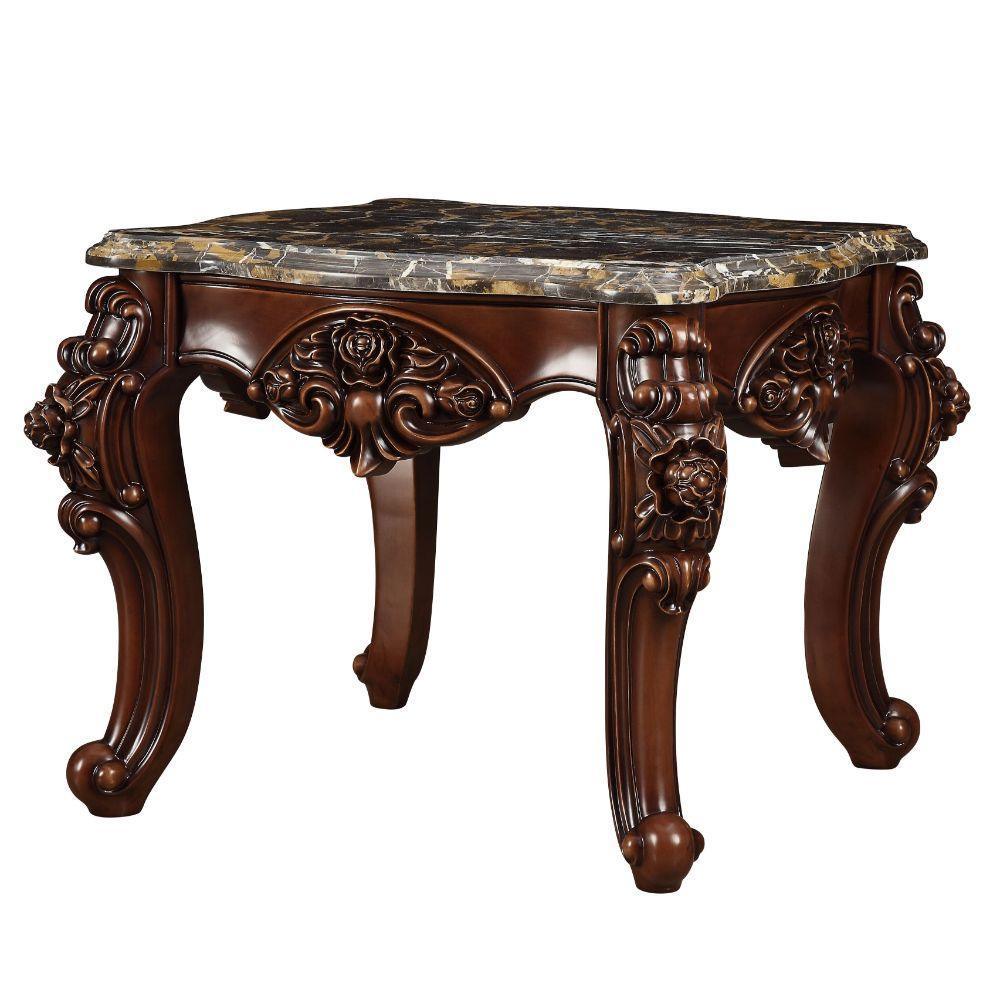 ACME Forsythia End Table, Marble & Walnut FredCo