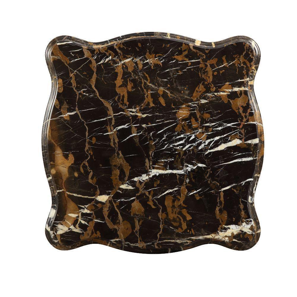 ACME Forsythia End Table, Marble & Walnut FredCo