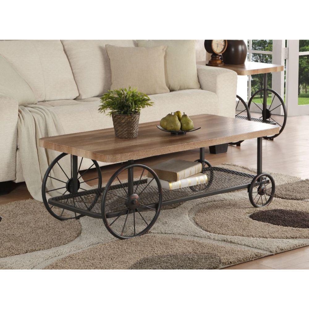 ACME Francie Coffee Table, Oak & Antique Gray FredCo