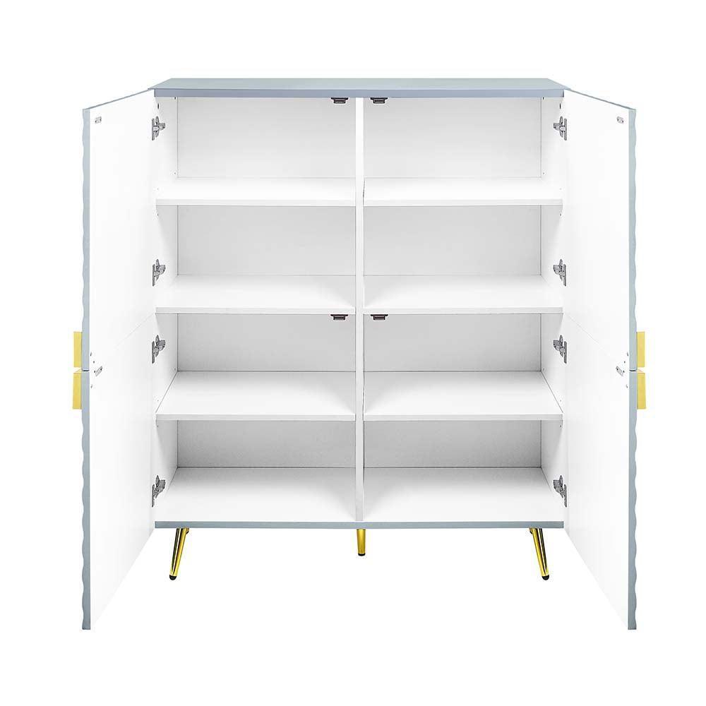 ACME Gaines Accent Cabinet, Gray High Gloss Finish FredCo