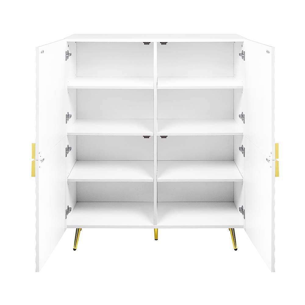 ACME Gaines Accent Cabinet, White High Gloss Finish FredCo