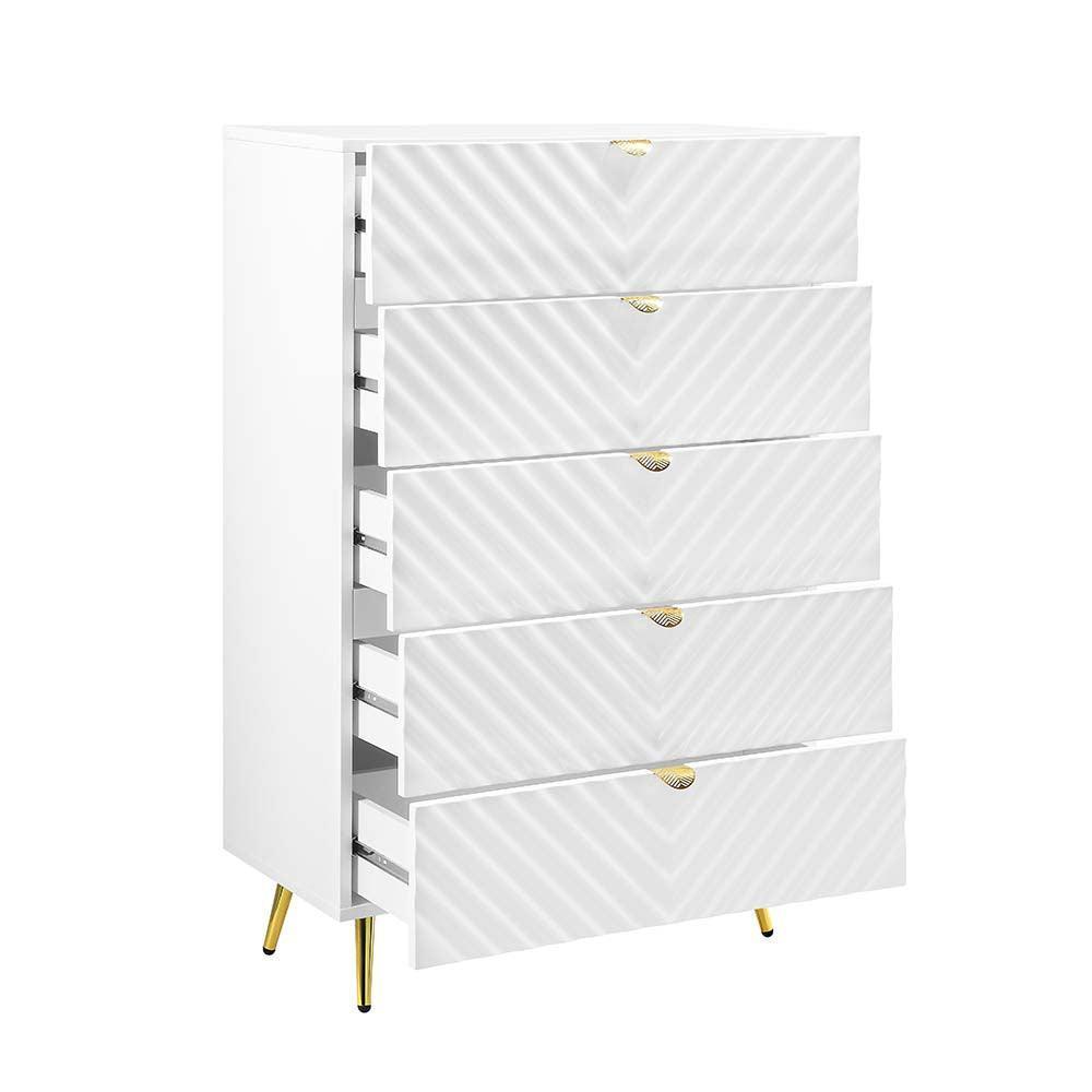 ACME Gaines Chest, White High Gloss Finish FredCo