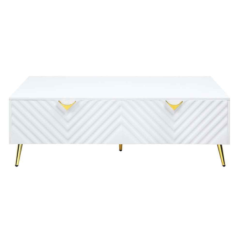ACME Gaines Coffee Table, White High Gloss Finish FredCo