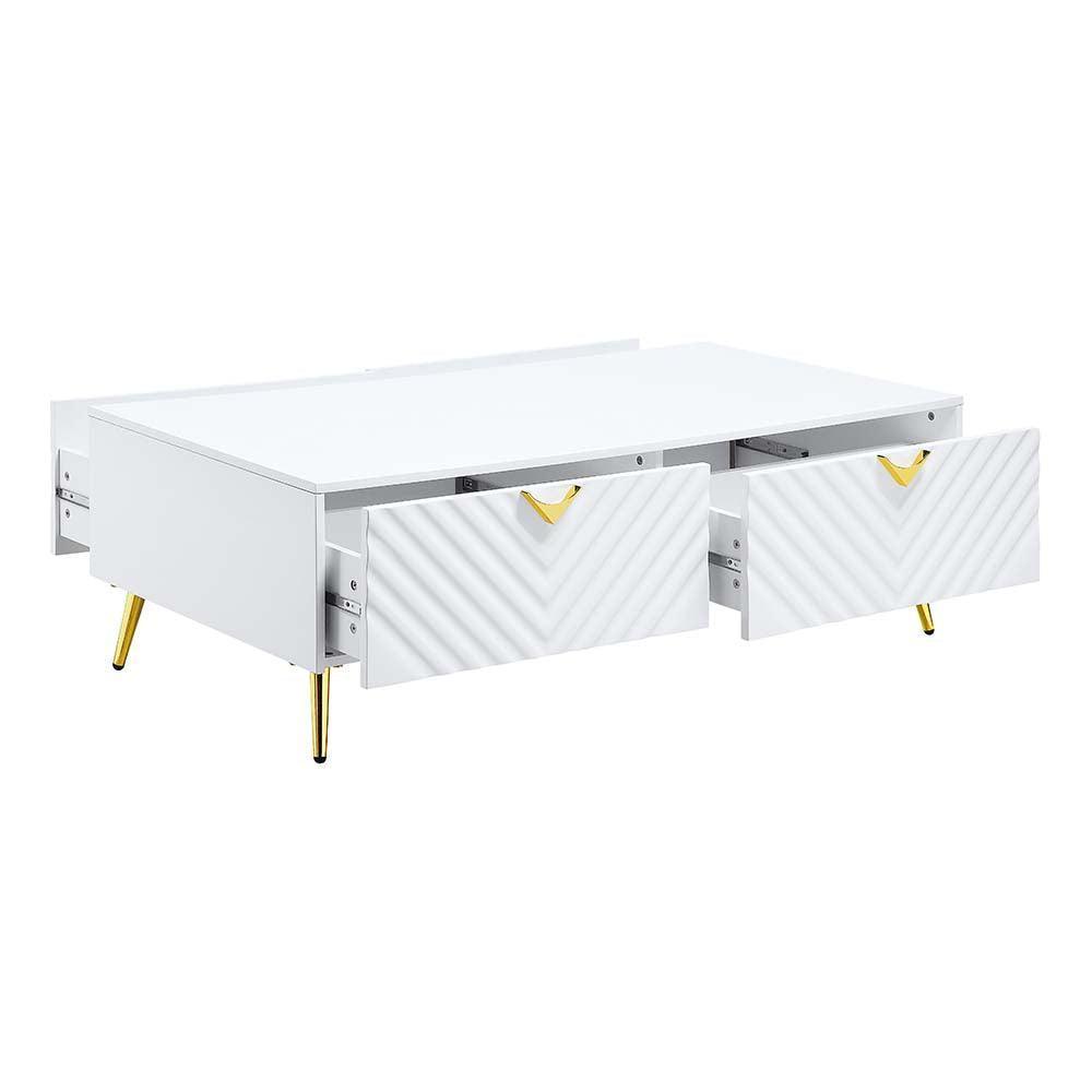 ACME Gaines Coffee Table, White High Gloss Finish FredCo