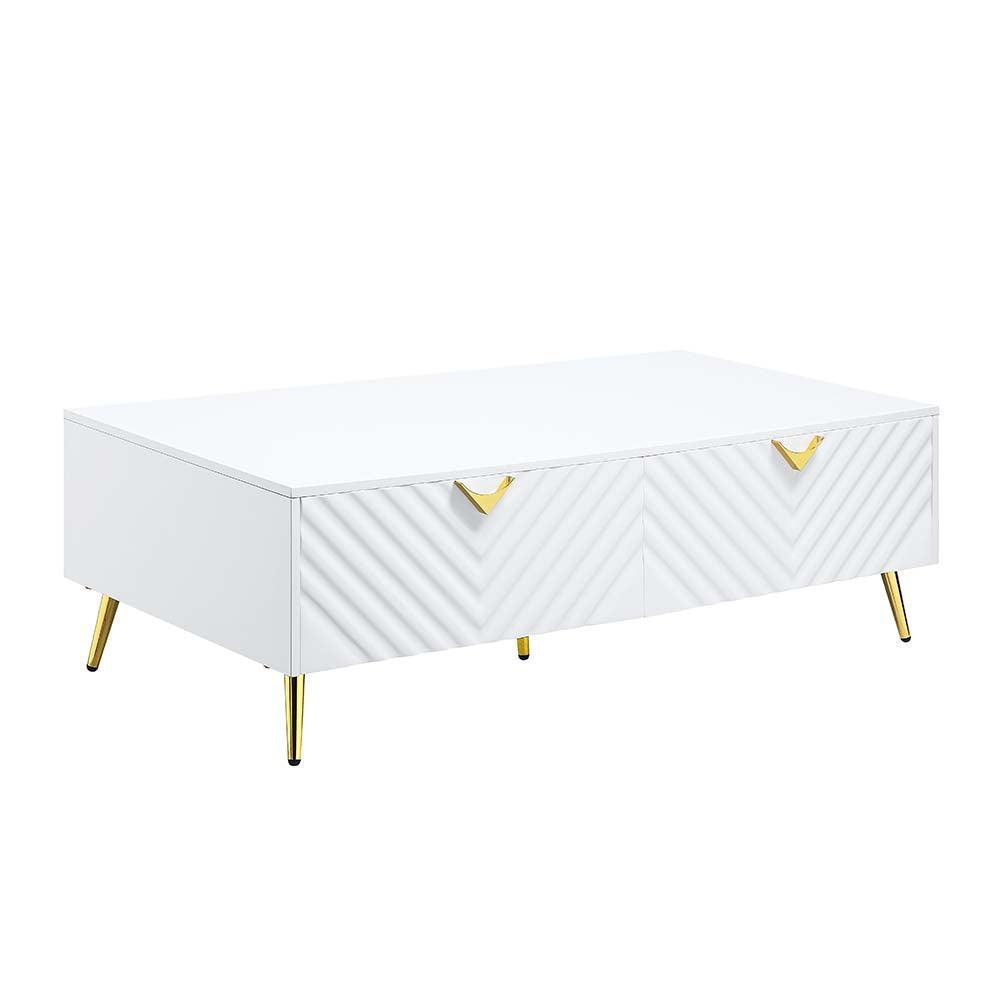 ACME Gaines Coffee Table, White High Gloss Finish FredCo