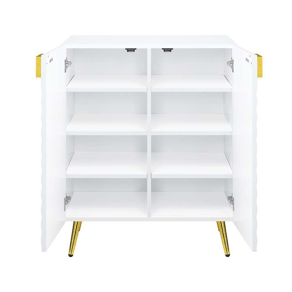 ACME Gaines Console Table, White High Gloss Finish FredCo