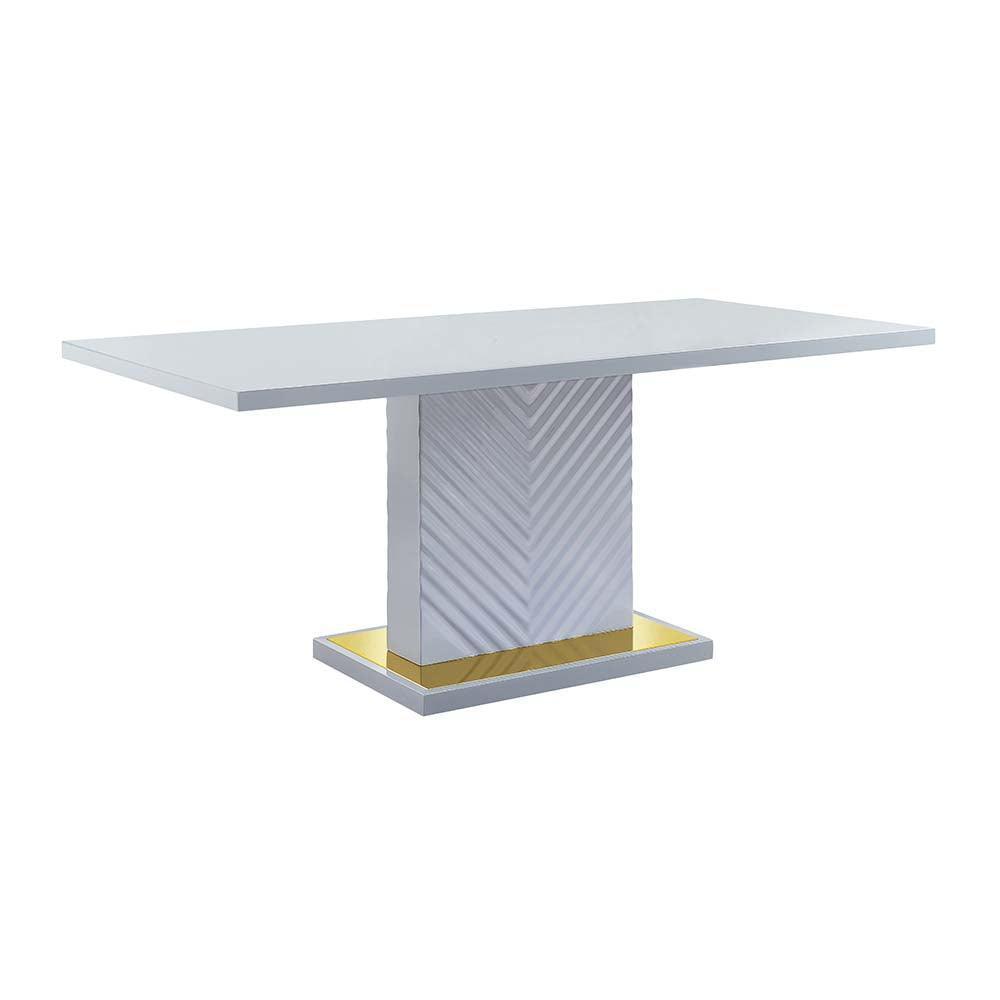 ACME Gaines Dining Table, Gray High Gloss Finish FredCo