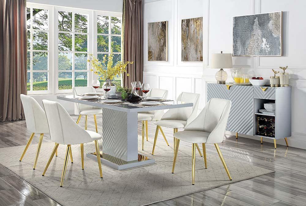 ACME Gaines Dining Table, Gray High Gloss Finish FredCo