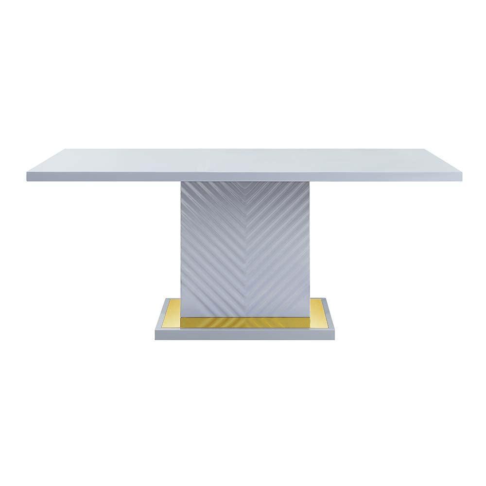 ACME Gaines Dining Table, Gray High Gloss Finish FredCo