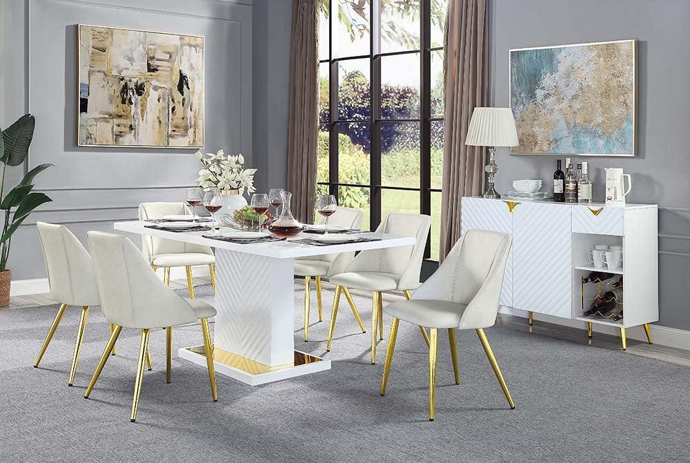 ACME Gaines Dining Table, White High Gloss Finish FredCo