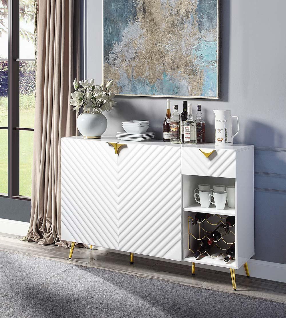 ACME Gaines Server, White High Gloss Finish FredCo