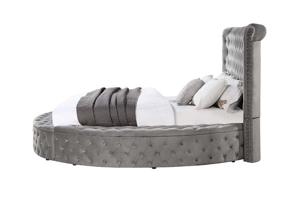 ACME Gaiva Queen Bed w/Storage, Gray Velvet FredCo