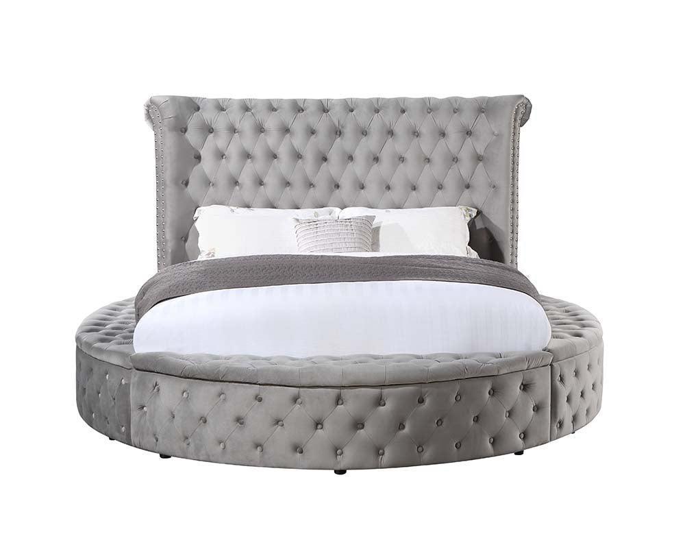 ACME Gaiva Queen Bed w/Storage, Gray Velvet FredCo