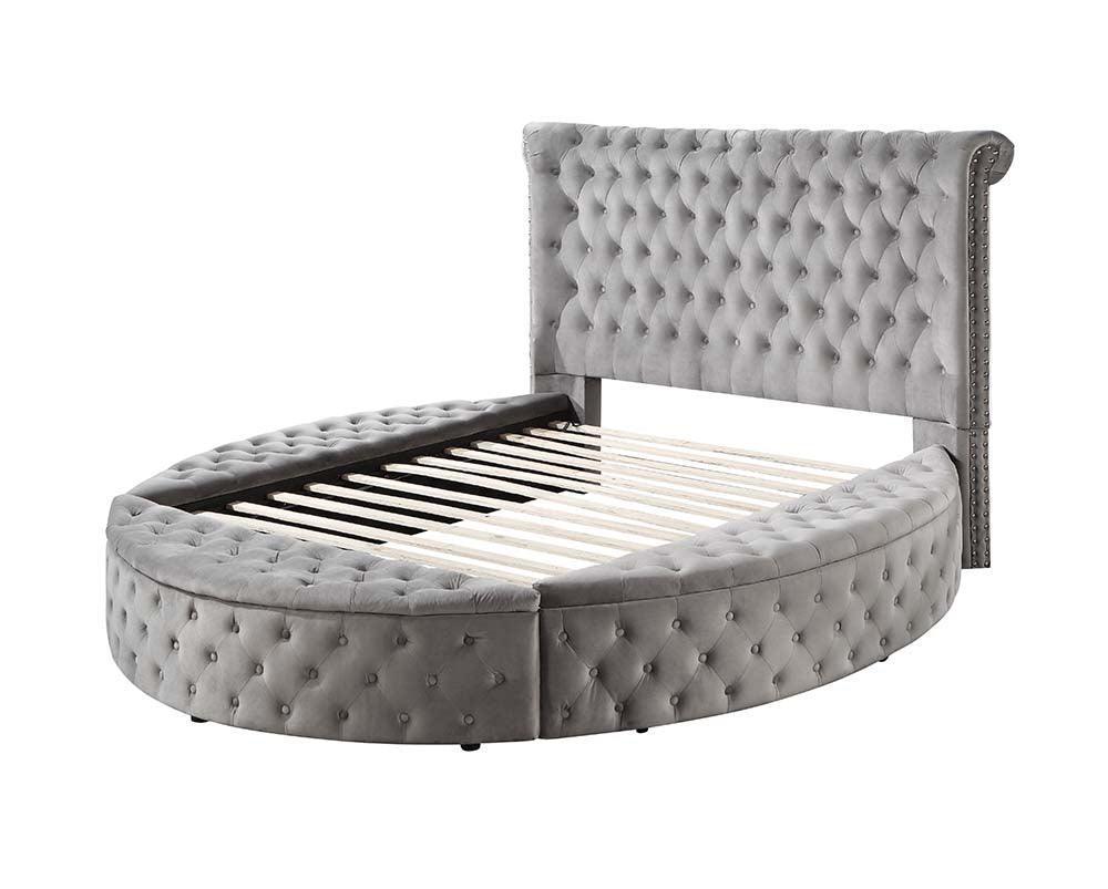ACME Gaiva Queen Bed w/Storage, Gray Velvet FredCo