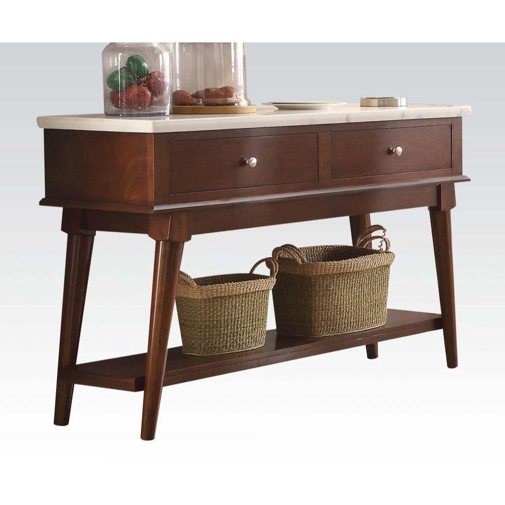 ACME Gasha Server, White Marble & Walnut FredCo