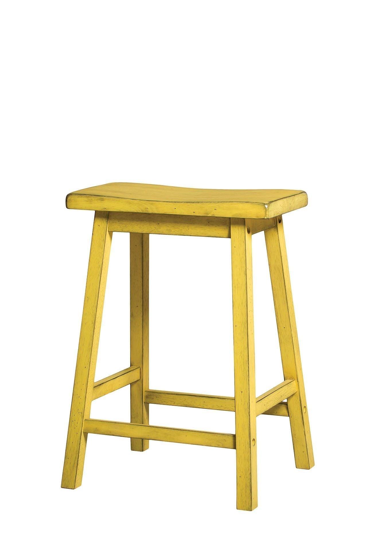 ACME Gaucho Counter Height Stool (Set-2), Antique Yellow, 24" Seat Height FredCo