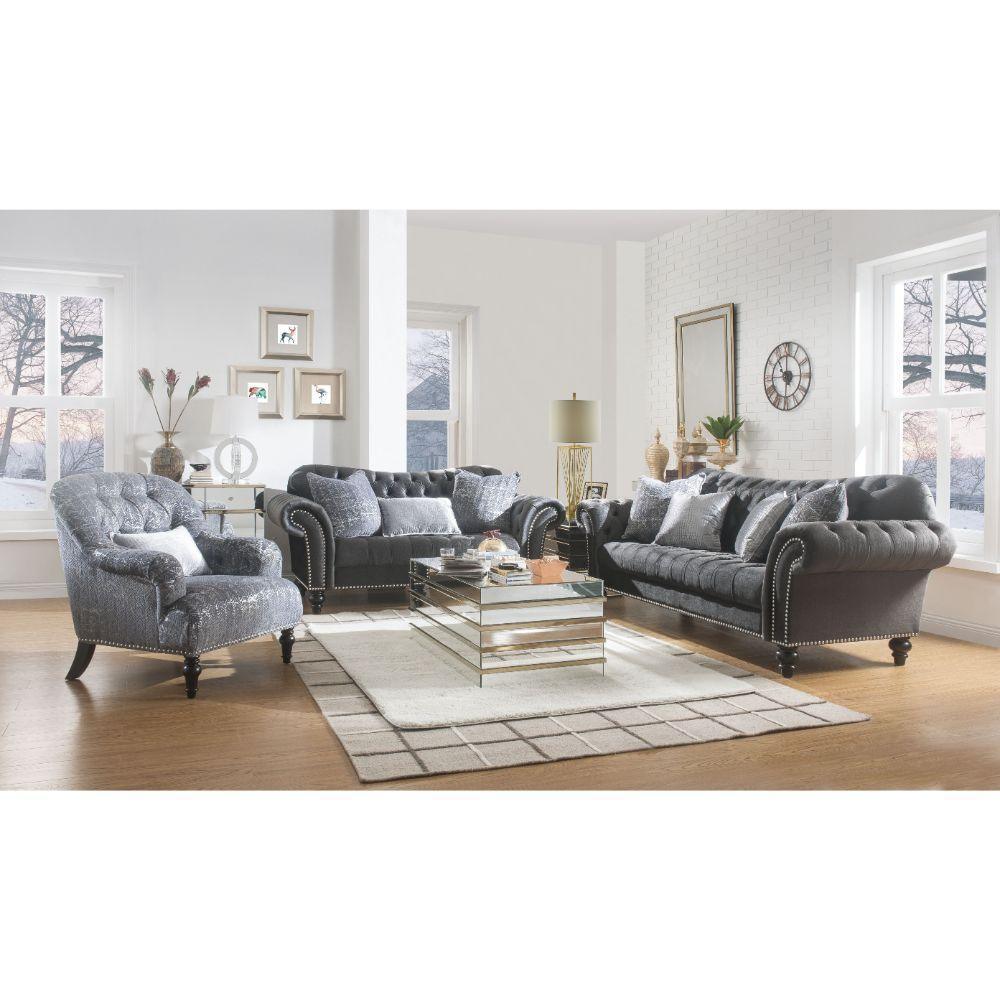 ACME Gaura Sofa w/4 Pillows, Dark Gray Velvet FredCo