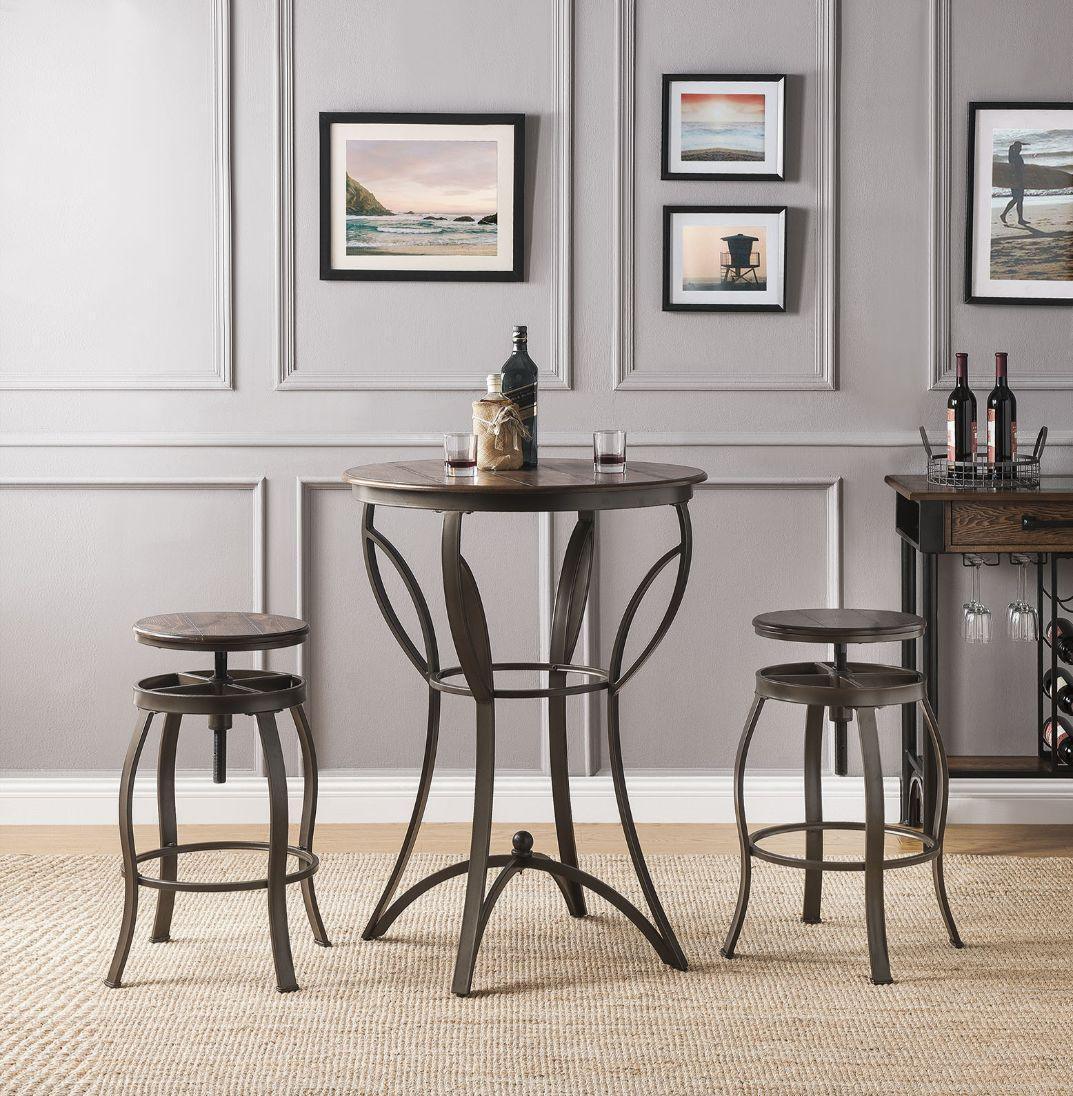 ACME Gavino 3Pc Pk Bar Set, Walnut & Sandy Black FredCo