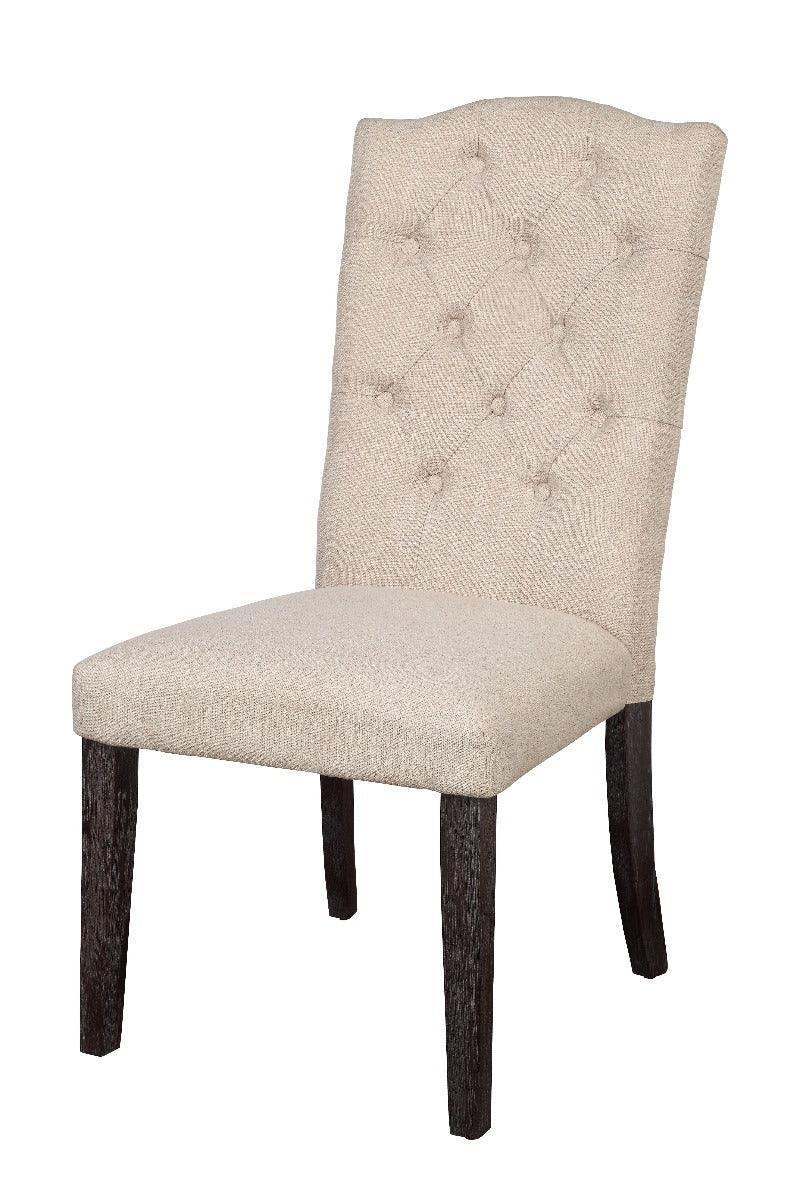 ACME Gerardo Side Chair (Set-2), Beige Linen & Weathered Espresso FredCo