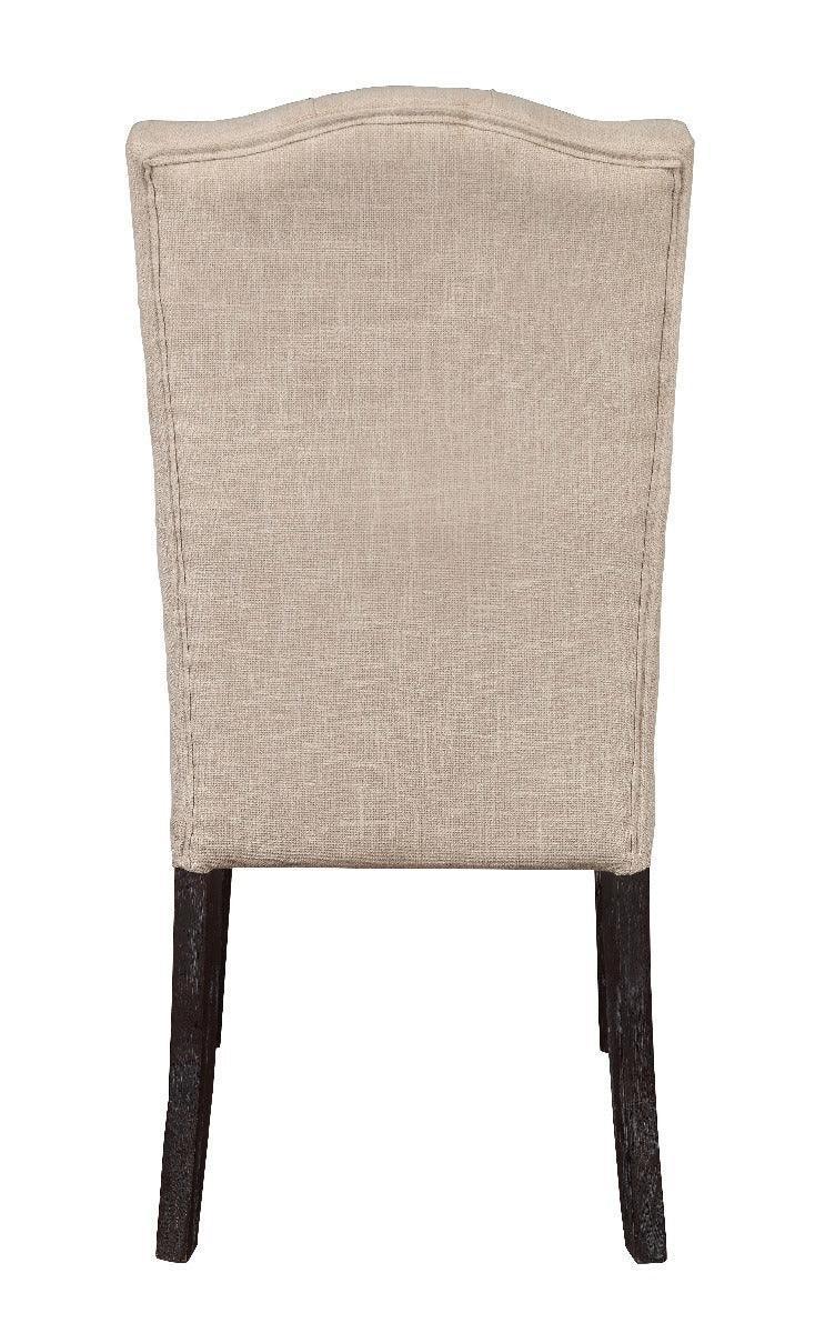 ACME Gerardo Side Chair (Set-2), Beige Linen & Weathered Espresso FredCo