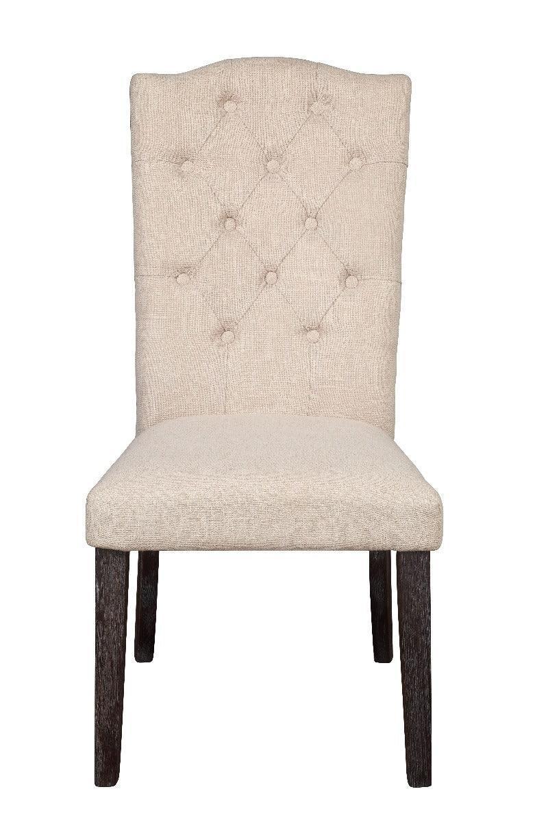 ACME Gerardo Side Chair (Set-2), Beige Linen & Weathered Espresso FredCo