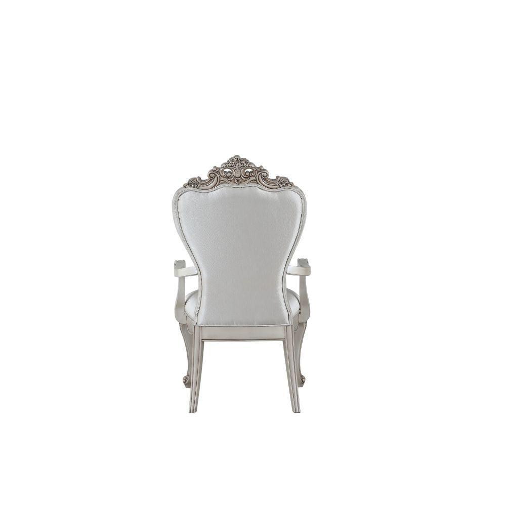 ACME Gorsedd Arm Chair (Set-2), Cream Fabric & Antique White FredCo