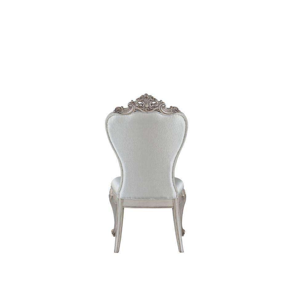 ACME Gorsedd Side Chair (Set-2), Cream Fabric & Antique White FredCo