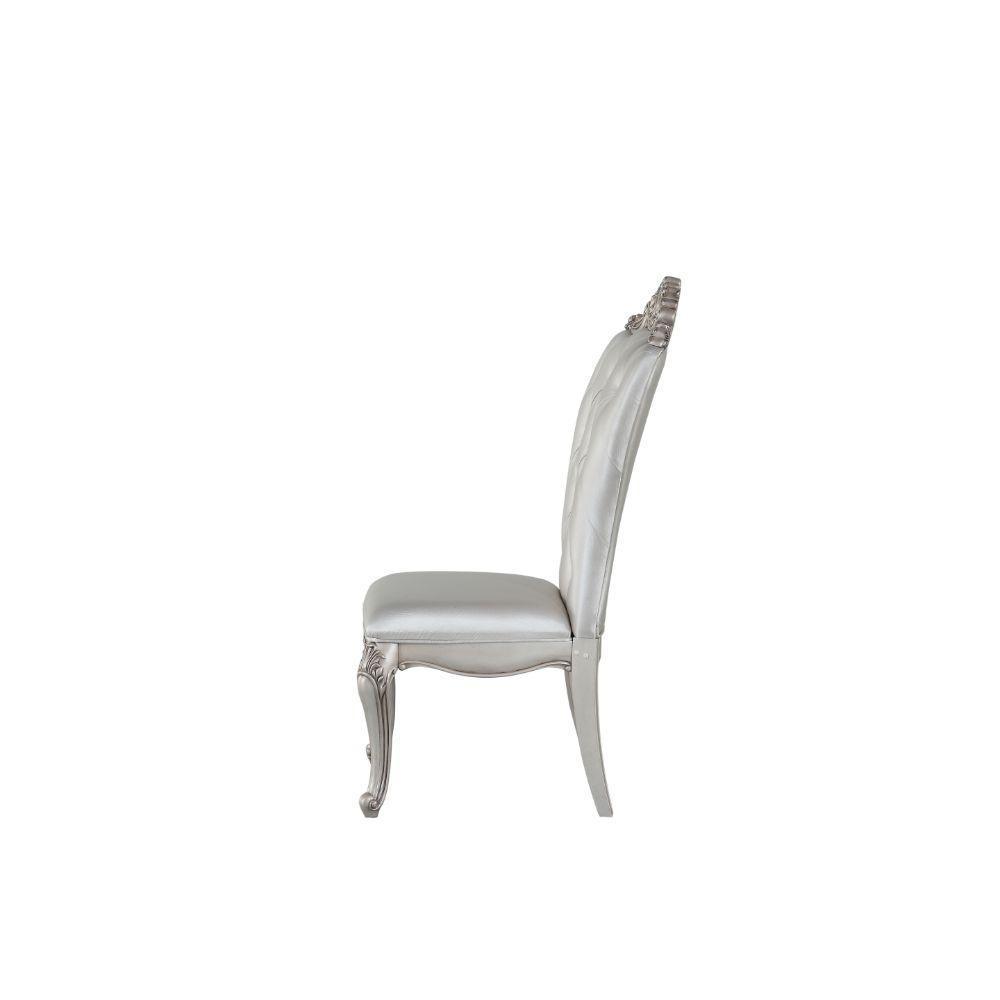 ACME Gorsedd Side Chair (Set-2), Cream Fabric & Antique White FredCo