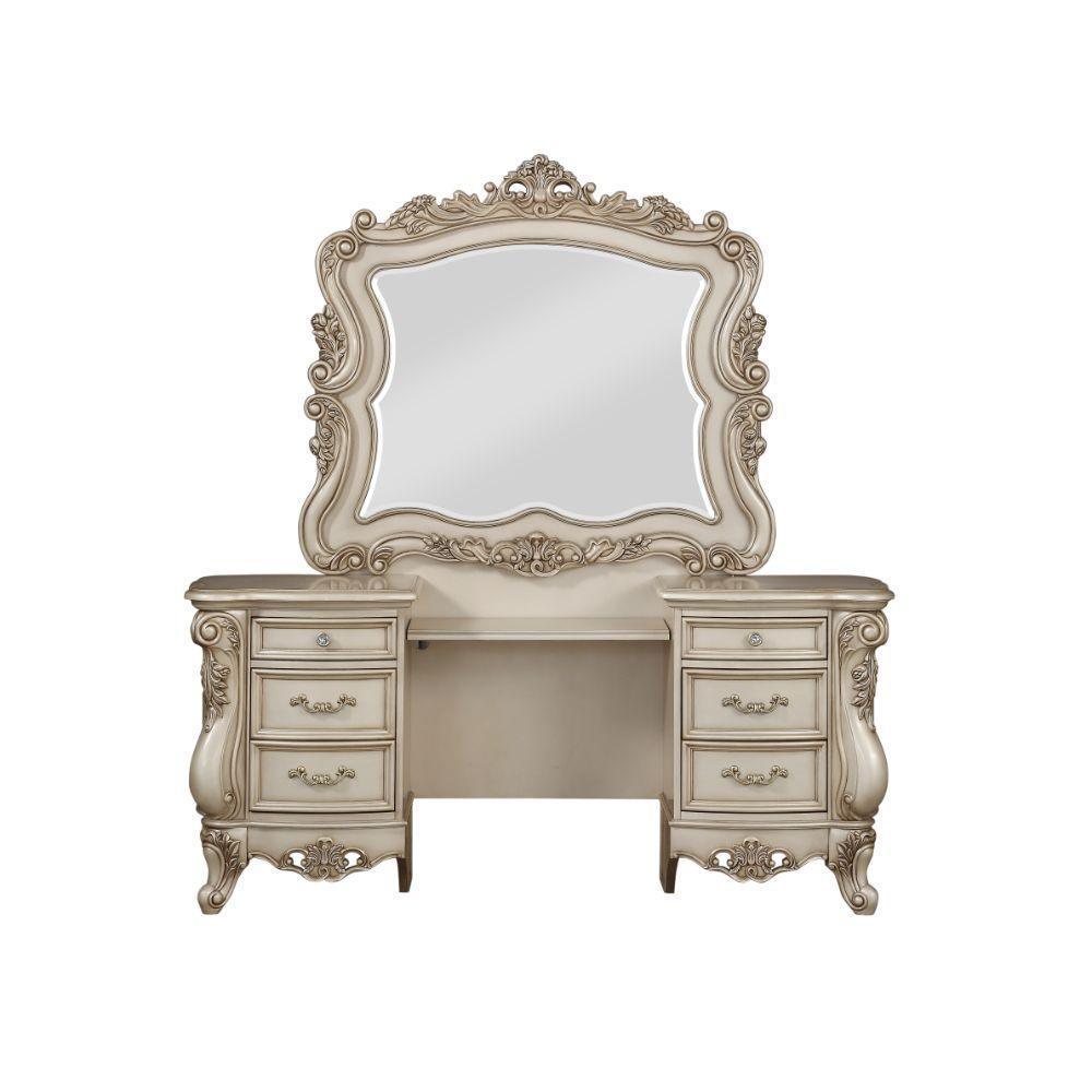 ACME Gorsedd Vanity Desk & Mirror, Antique White FredCo