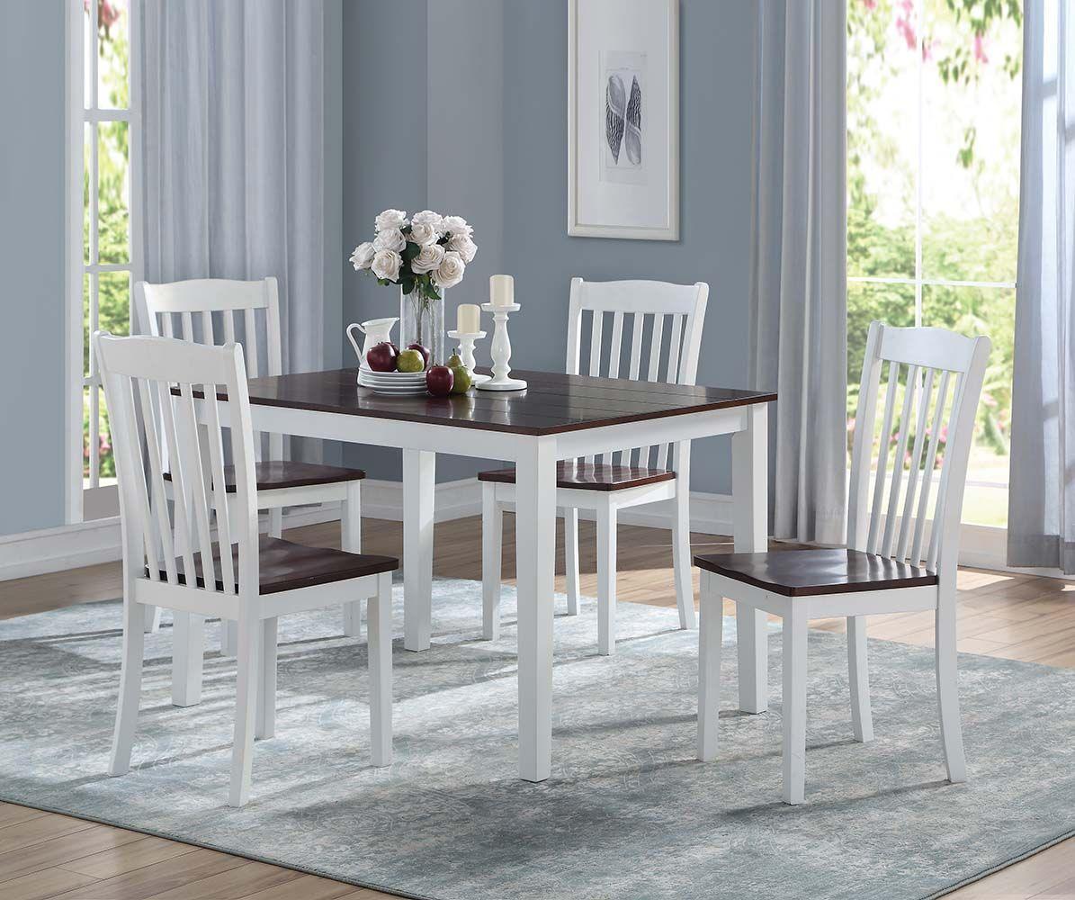 ACME Green Leigh Dining Table, White & Walnut FredCo