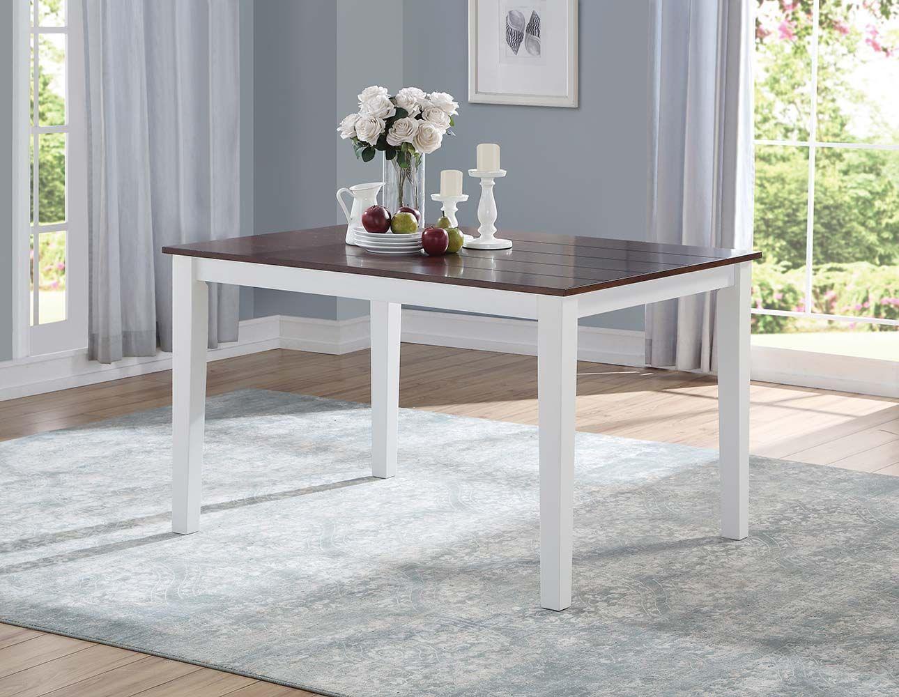 ACME Green Leigh Dining Table, White & Walnut FredCo