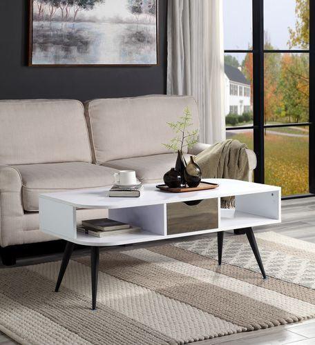 ACME Halima Coffee Table, White & Black Finish FredCo