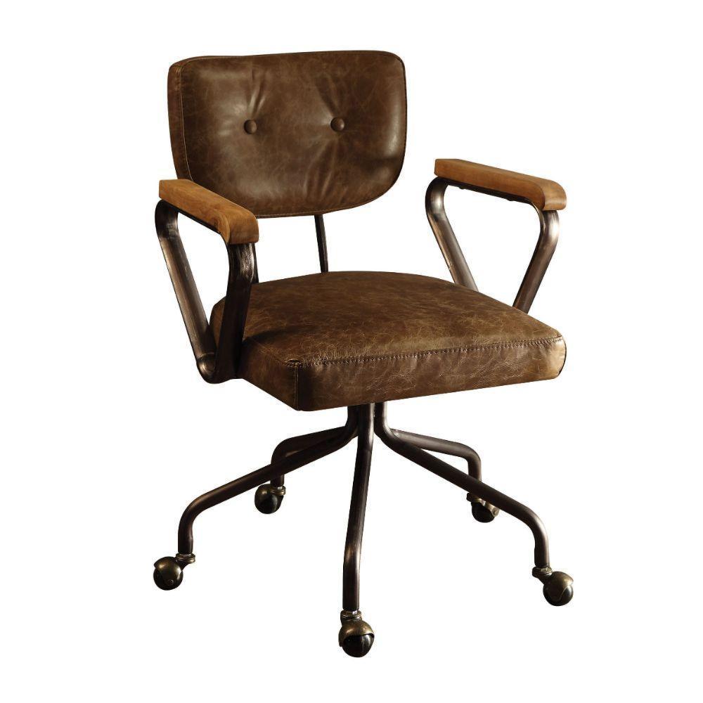 ACME Hallie Executive Office Chair, Vintage Whiskey Top Grain Leather FredCo