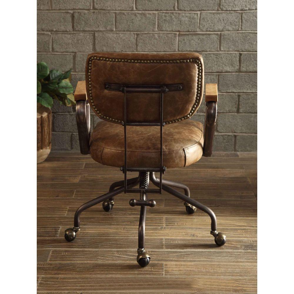 ACME Hallie Executive Office Chair, Vintage Whiskey Top Grain Leather FredCo