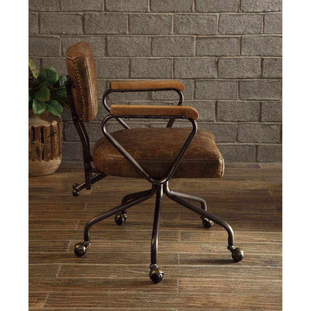 ACME Hallie Executive Office Chair, Vintage Whiskey Top Grain Leather FredCo
