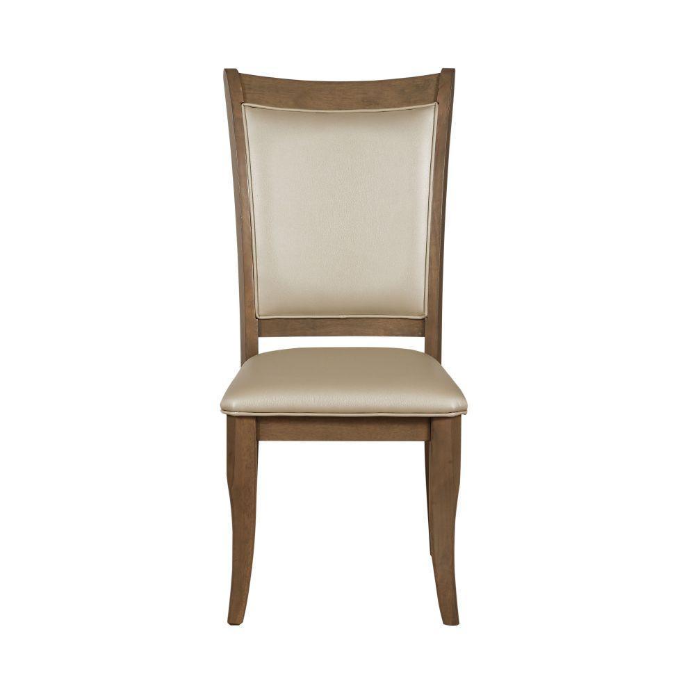 ACME Harald Side Chair (Set-2), Beige PU & Gray Oak FredCo