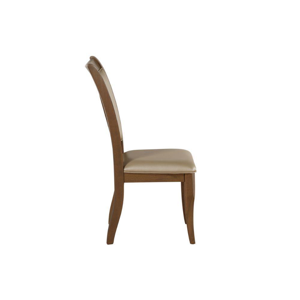 ACME Harald Side Chair (Set-2), Beige PU & Gray Oak FredCo