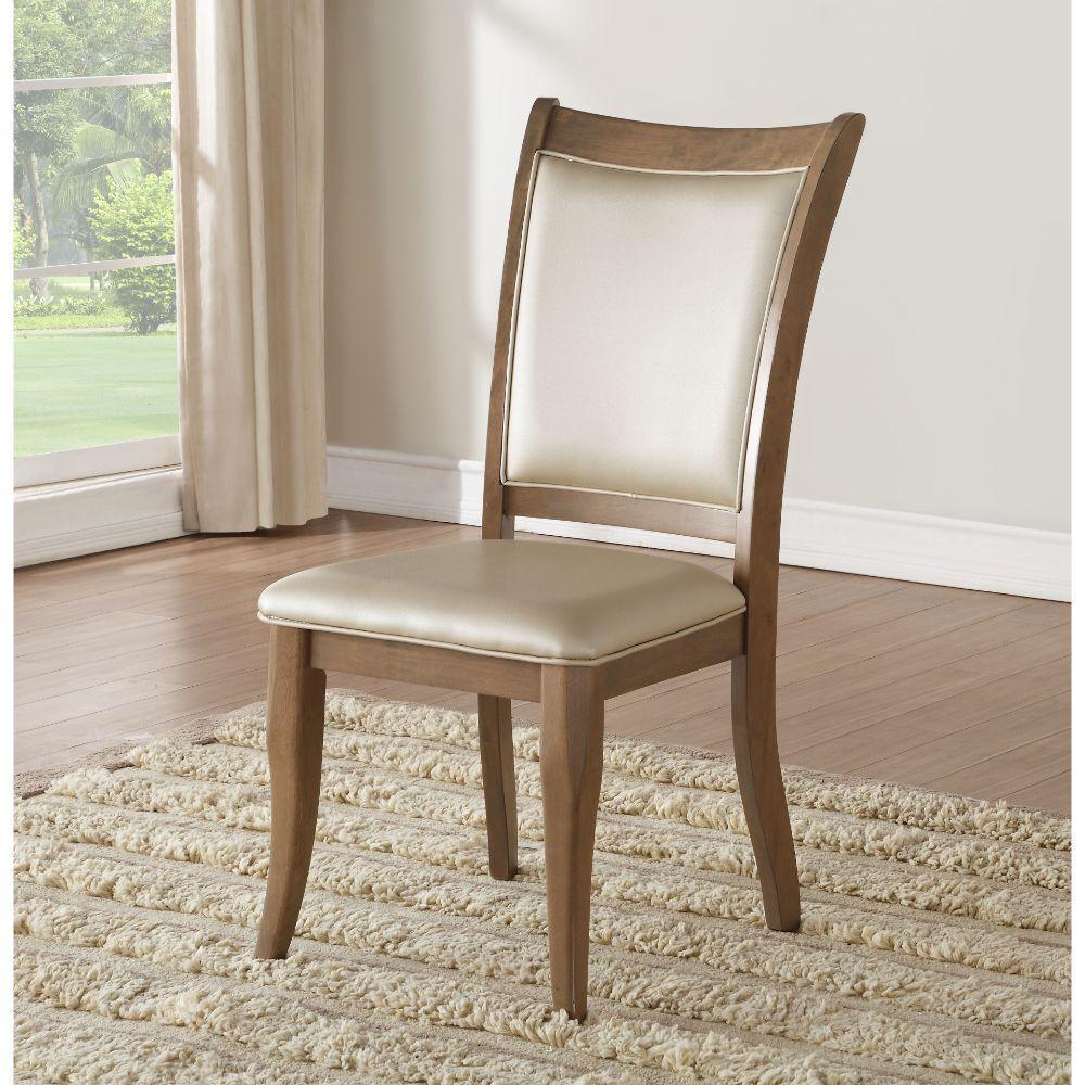 ACME Harald Side Chair (Set-2), Beige PU & Gray Oak FredCo