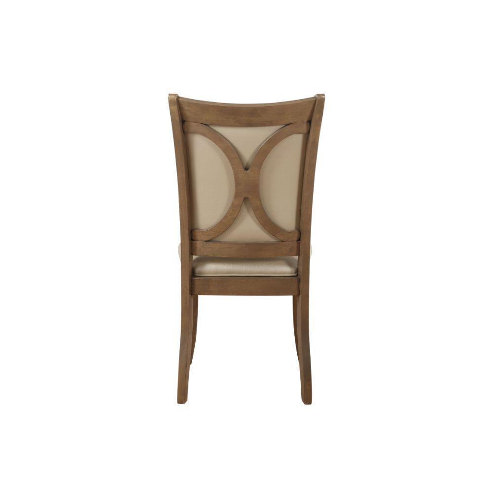 ACME Harald Side Chair (Set-2), Beige PU & Gray Oak FredCo