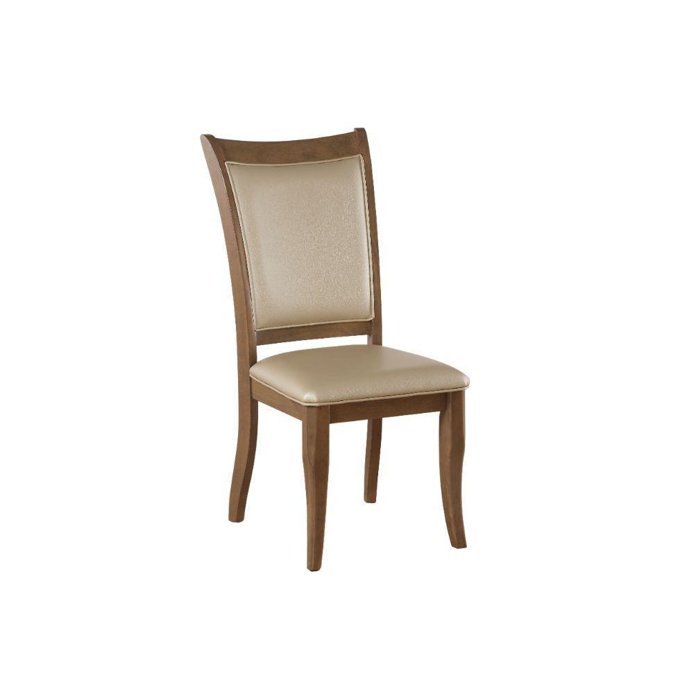 ACME Harald Side Chair (Set-2), Beige PU & Gray Oak FredCo