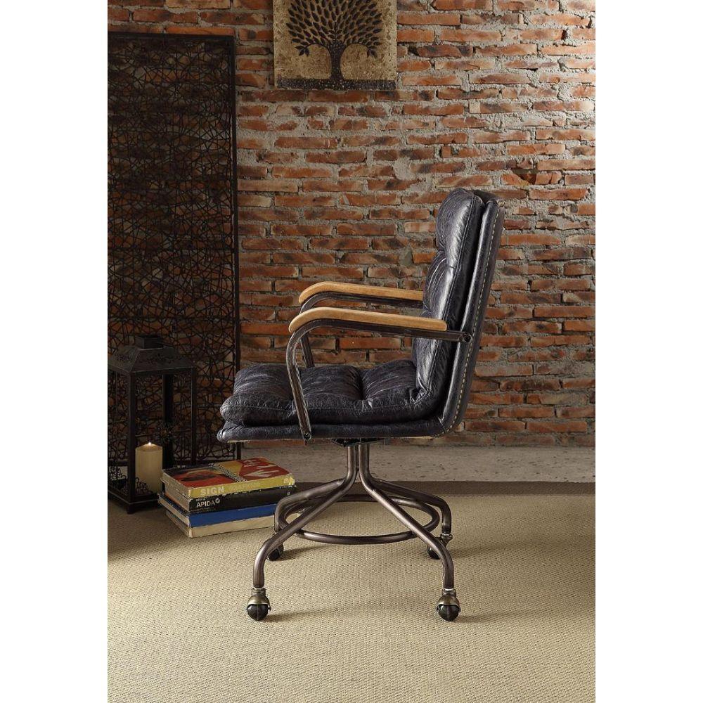 ACME Harith Executive Office Chair, Vintage Blue Top Grain Leather FredCo