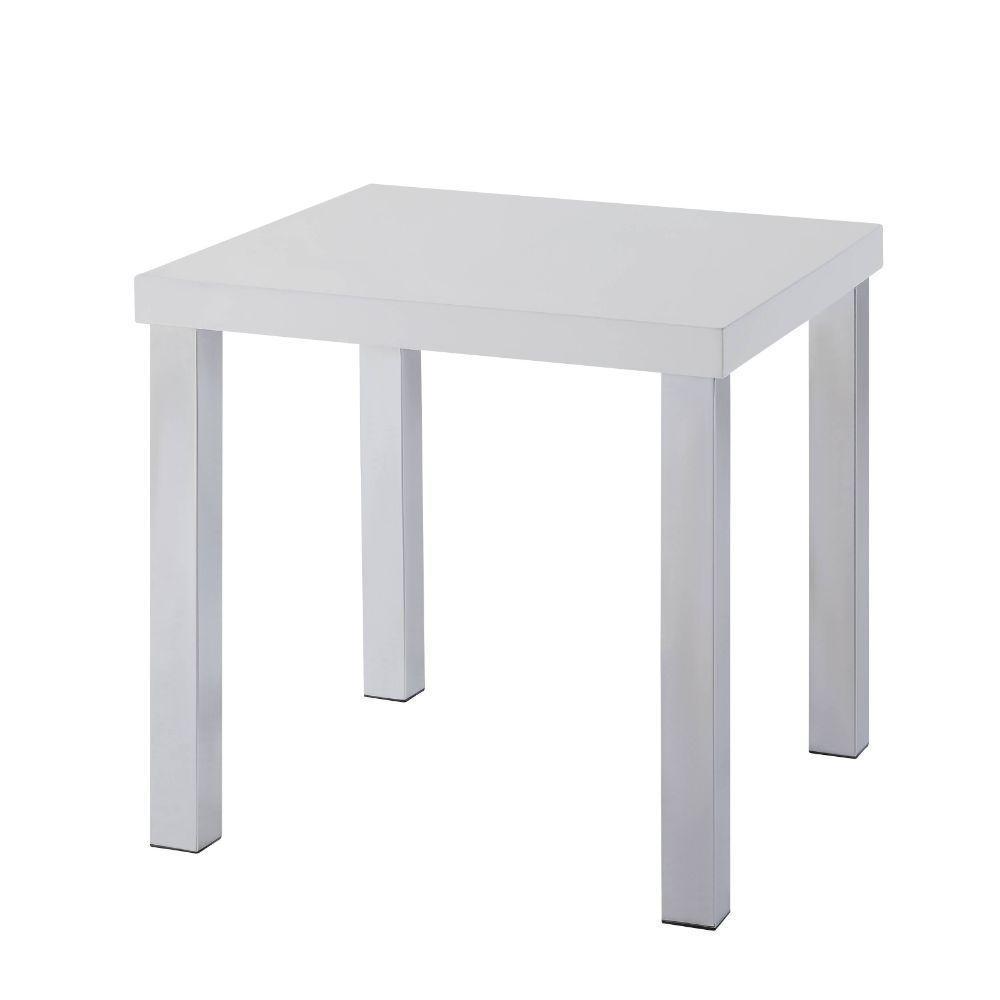 ACME Harta End Table, White High Gloss & Chrome FredCo
