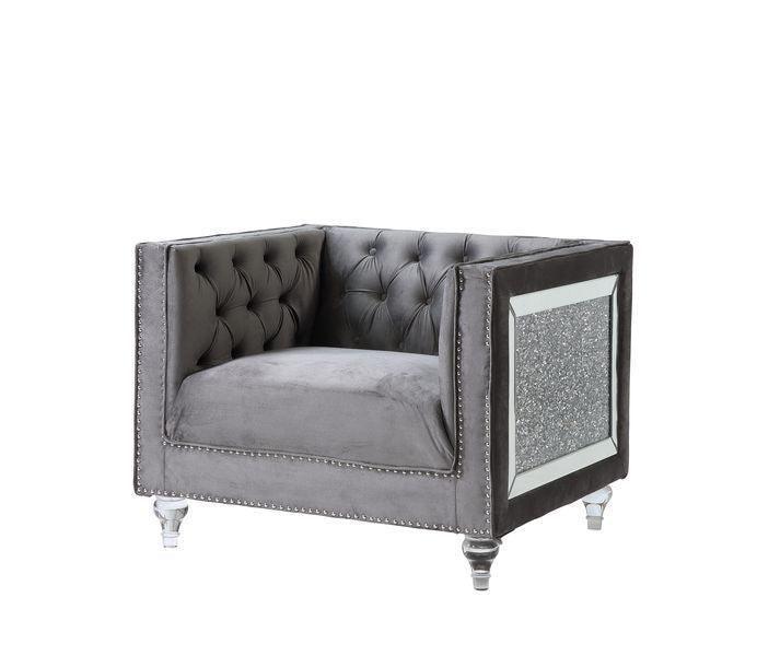 ACME HeiberoII Chair, Gray Velvet FredCo