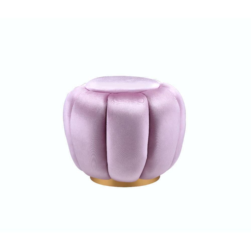 ACME Heiress Ottoman, Bubblegum Pink Velvet FredCo